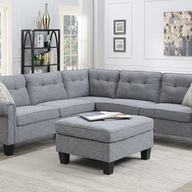 Blaze Corner Sofa with Ottoman Grey